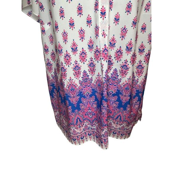 Talbots Women Size X Blouse Blue Pink Floral Shirt Top Light Weight Comfort - Picture 6 of 13